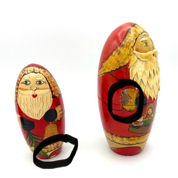 Vintage Santa Claus Wooden Nesting Dolls Set of 5 - READ - Picture 4 of 14